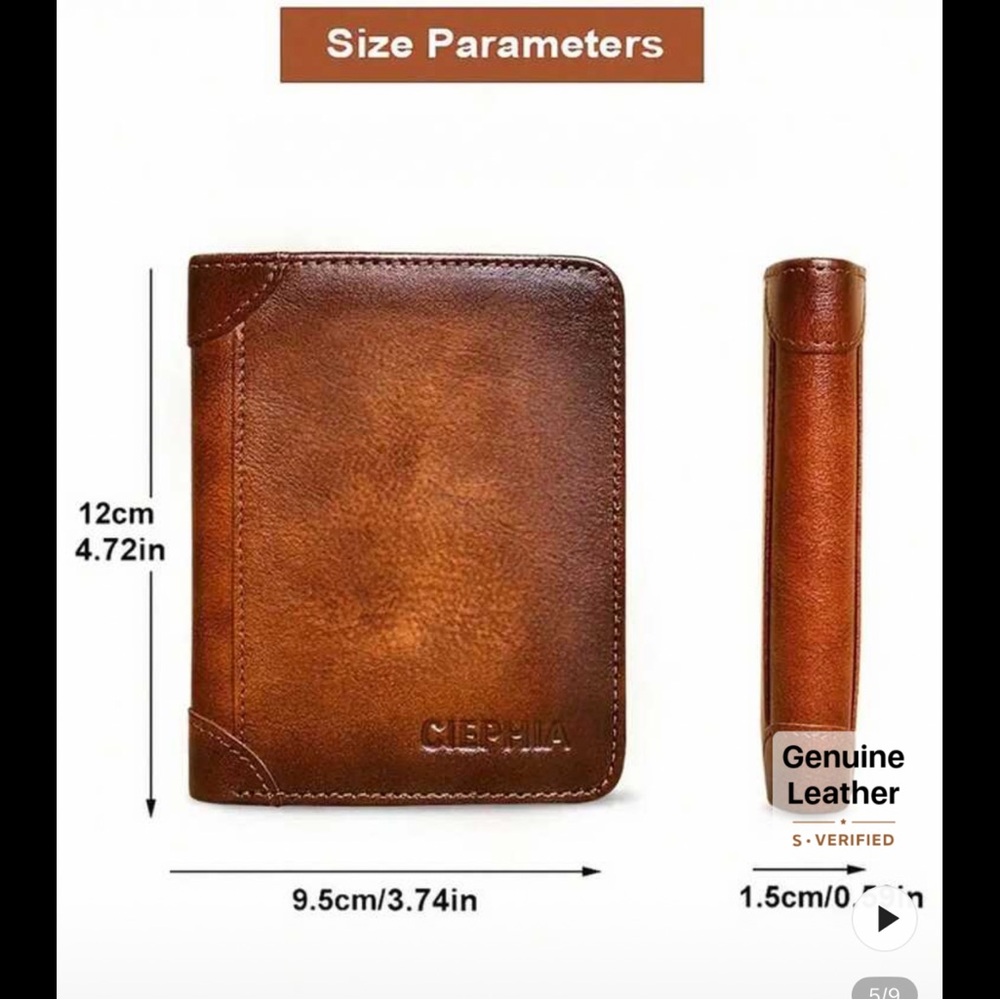 New Genuine Leather men’s Brown Wallet - Picture 6 of 9